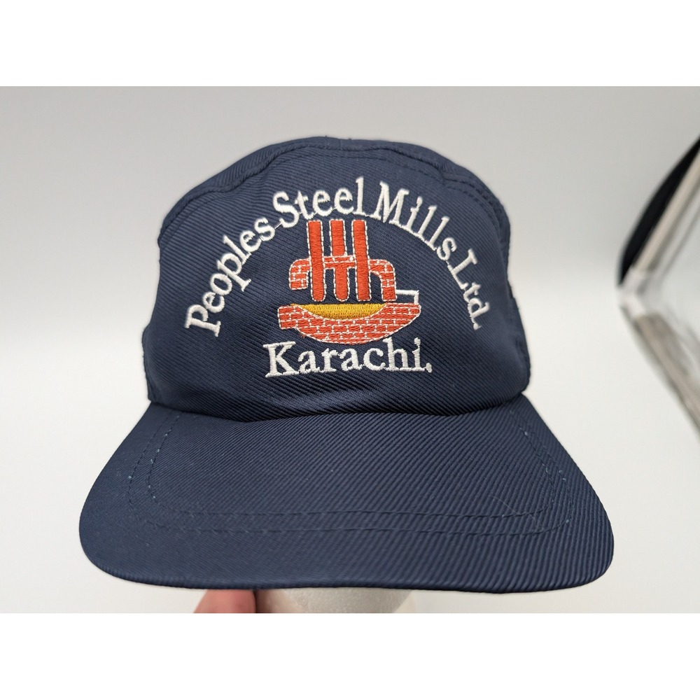 Peoples Steel Mills Ltd Karachi Trucker Hat Navy Blue Mesh Adjustable Cap